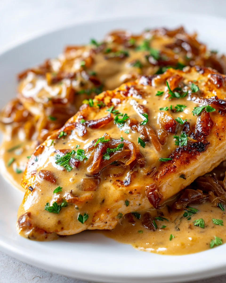 Köstliche Karamellisierte Zwiebel-Sahnesauce für Hähnchen