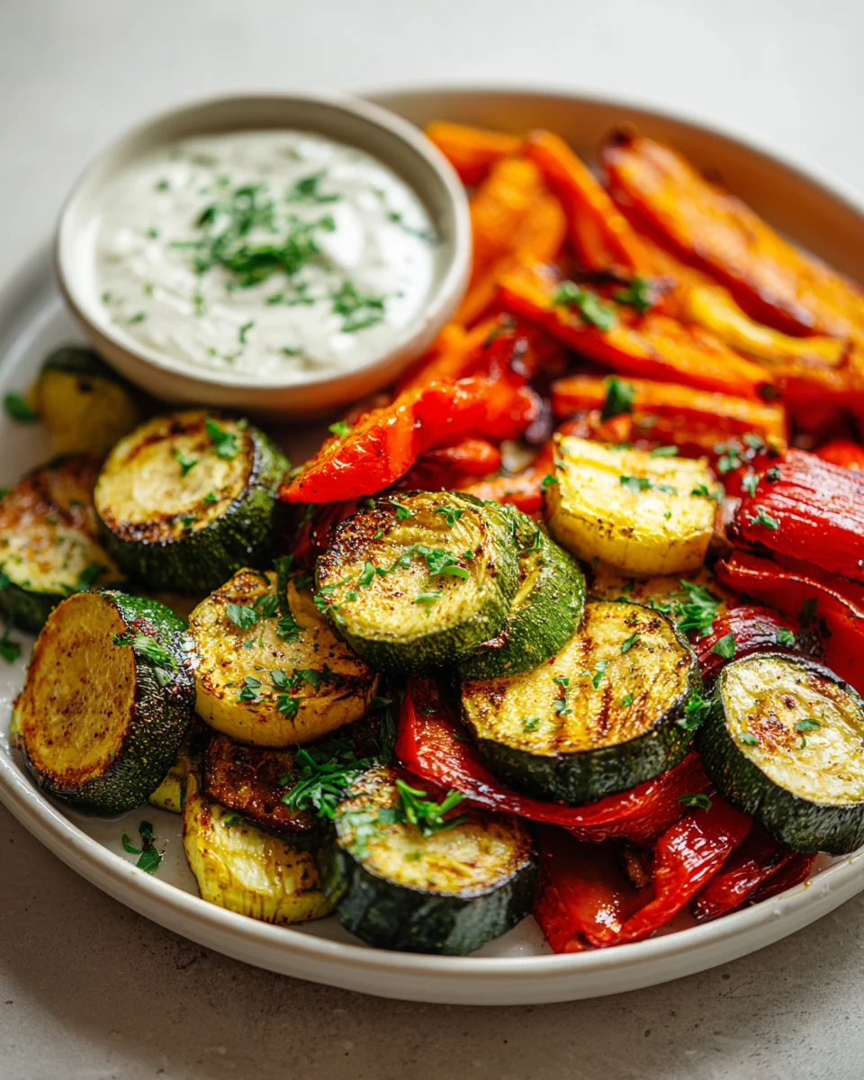 Knuspriges Gemüse aus der Heißluftfritteuse & Knoblauch Dip