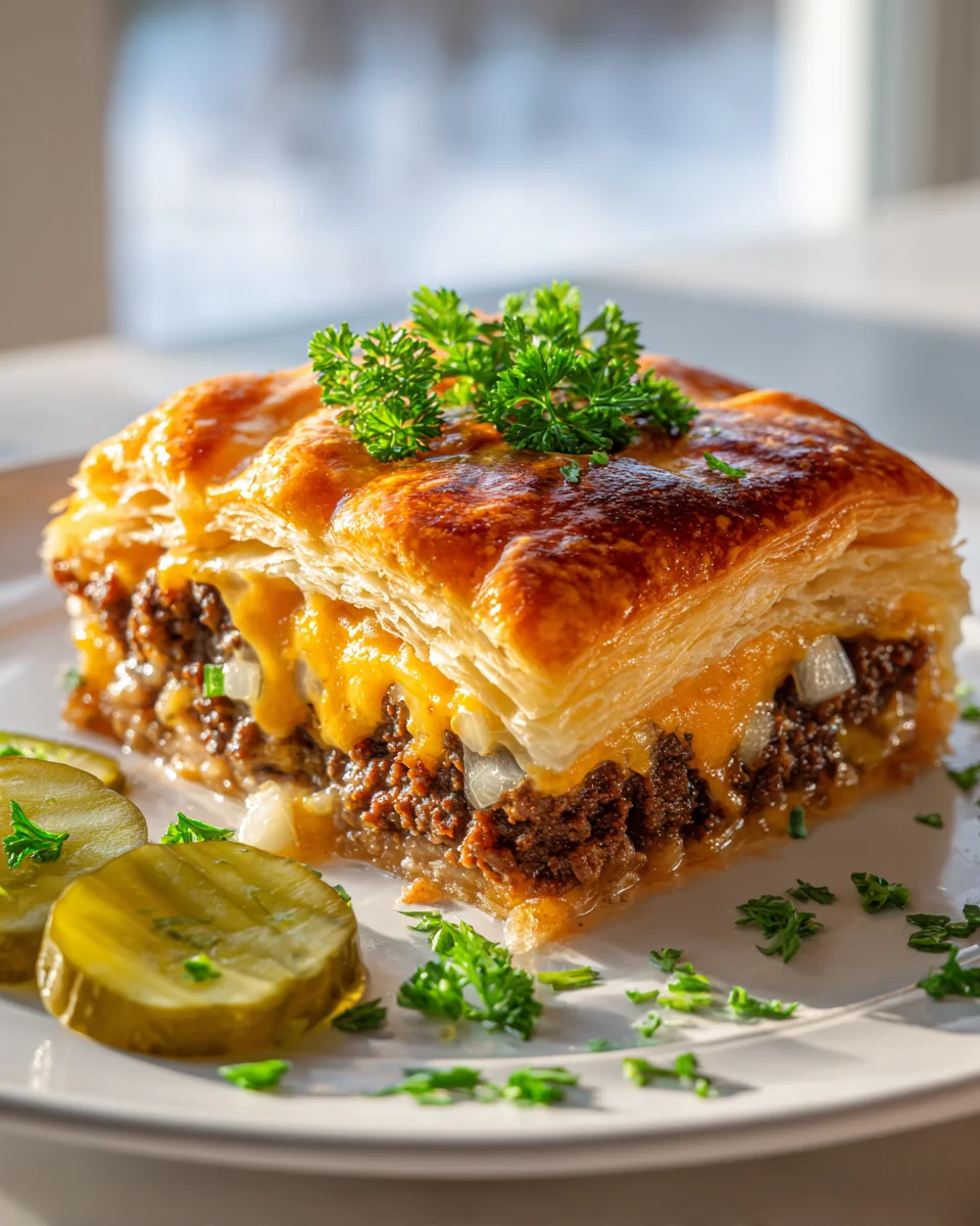 Cheeseburger Auflauf mit Blätterteig Haube – Einfach lecker!