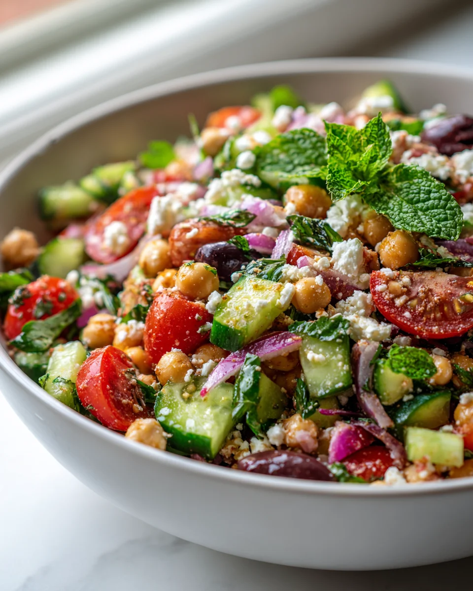 Gesunder Mediterraner Kichererbsen Feta Salat – Schnell gemacht!
