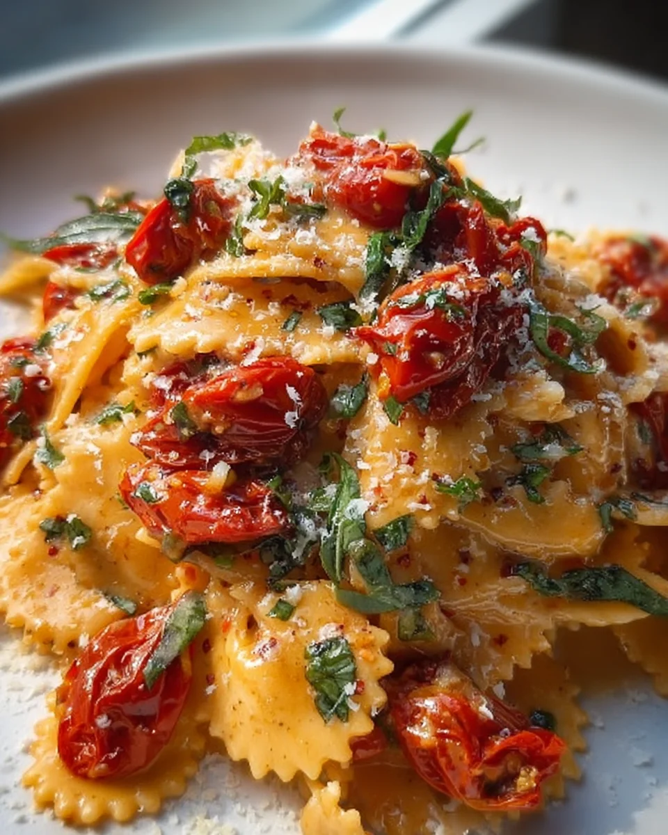 Cremige Toskana-Pasta mit langsam gerösteten Tomaten