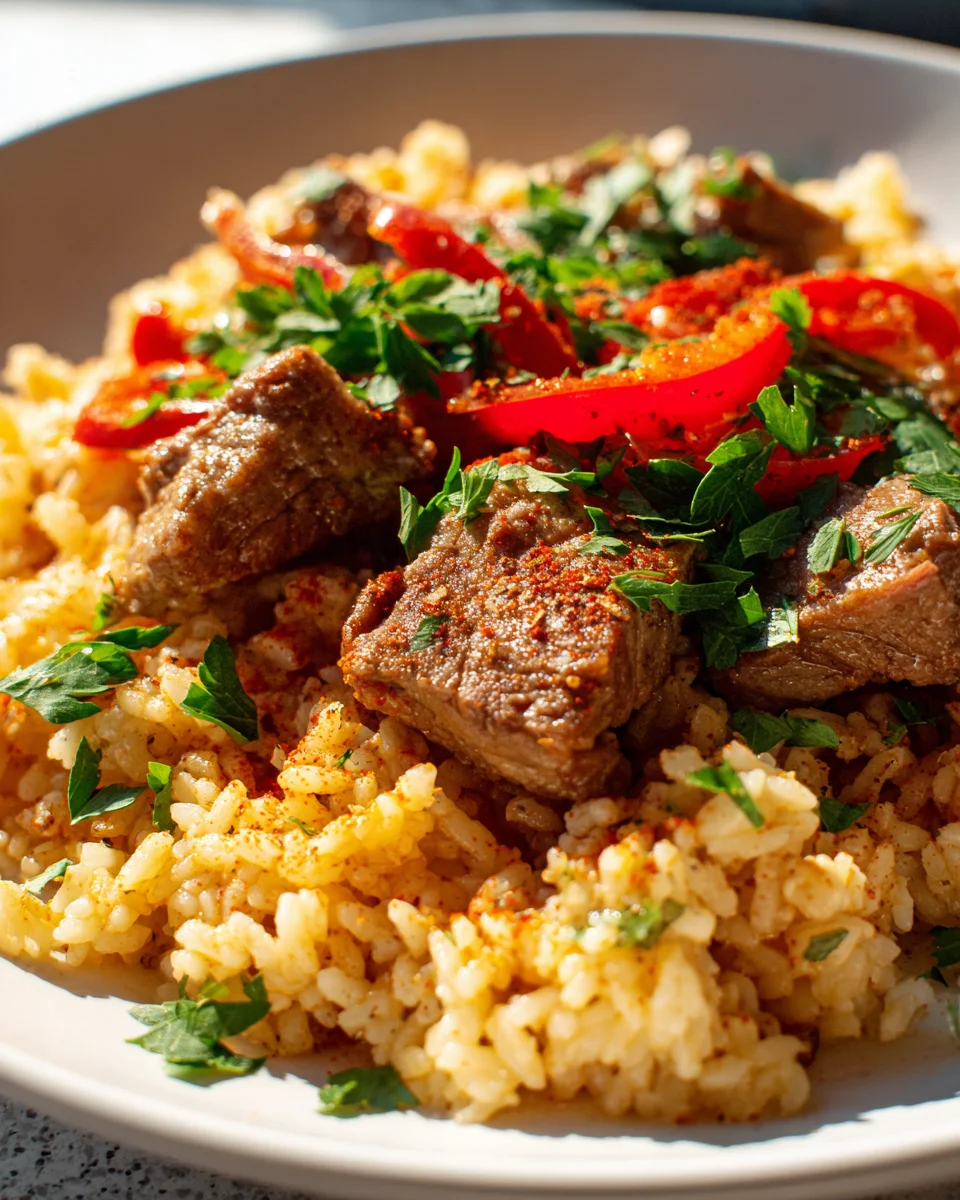 Traditionelles Serbisches Reisfleisch mit Lamm & Gewürzen