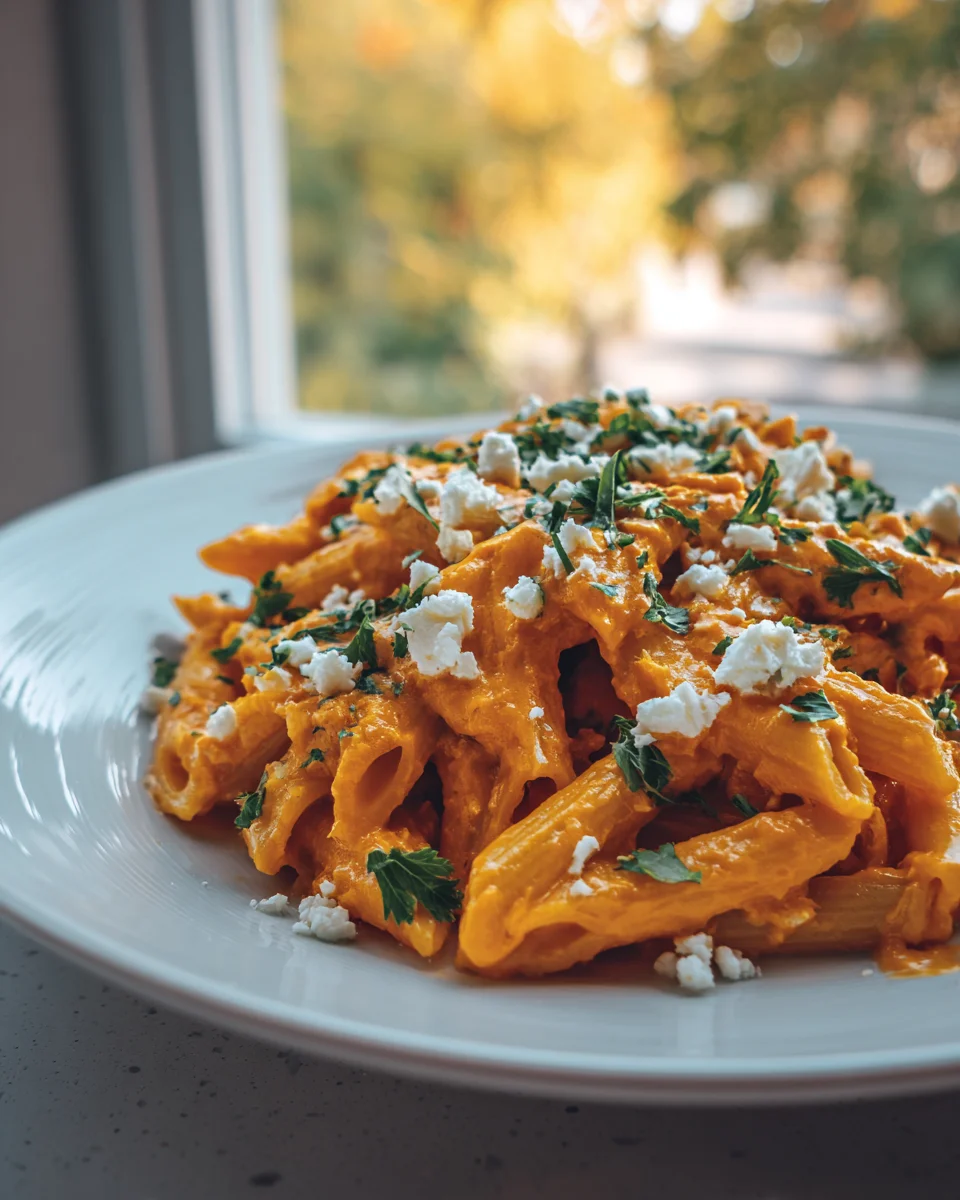 One Pot Pasta: Cremige Kürbis Feta Soße – Schnell & Lecker!