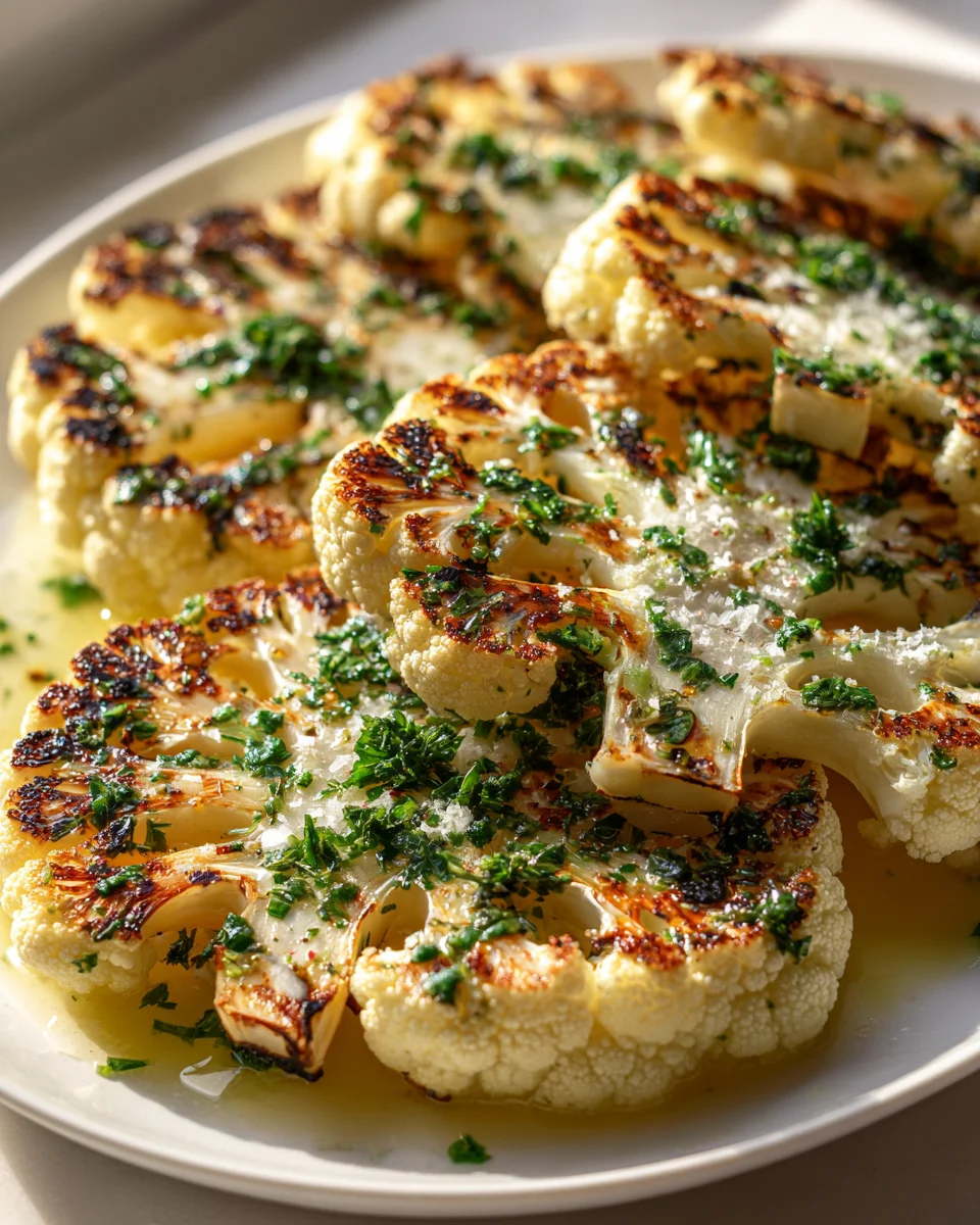 Gegrillte Blumenkohl Steaks: Saftig mit Knoblauch Kräuter Butter!