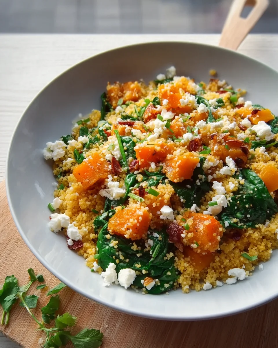 Leckere Hirsepfanne mit Kürbis, Spinat und Feta Rezept