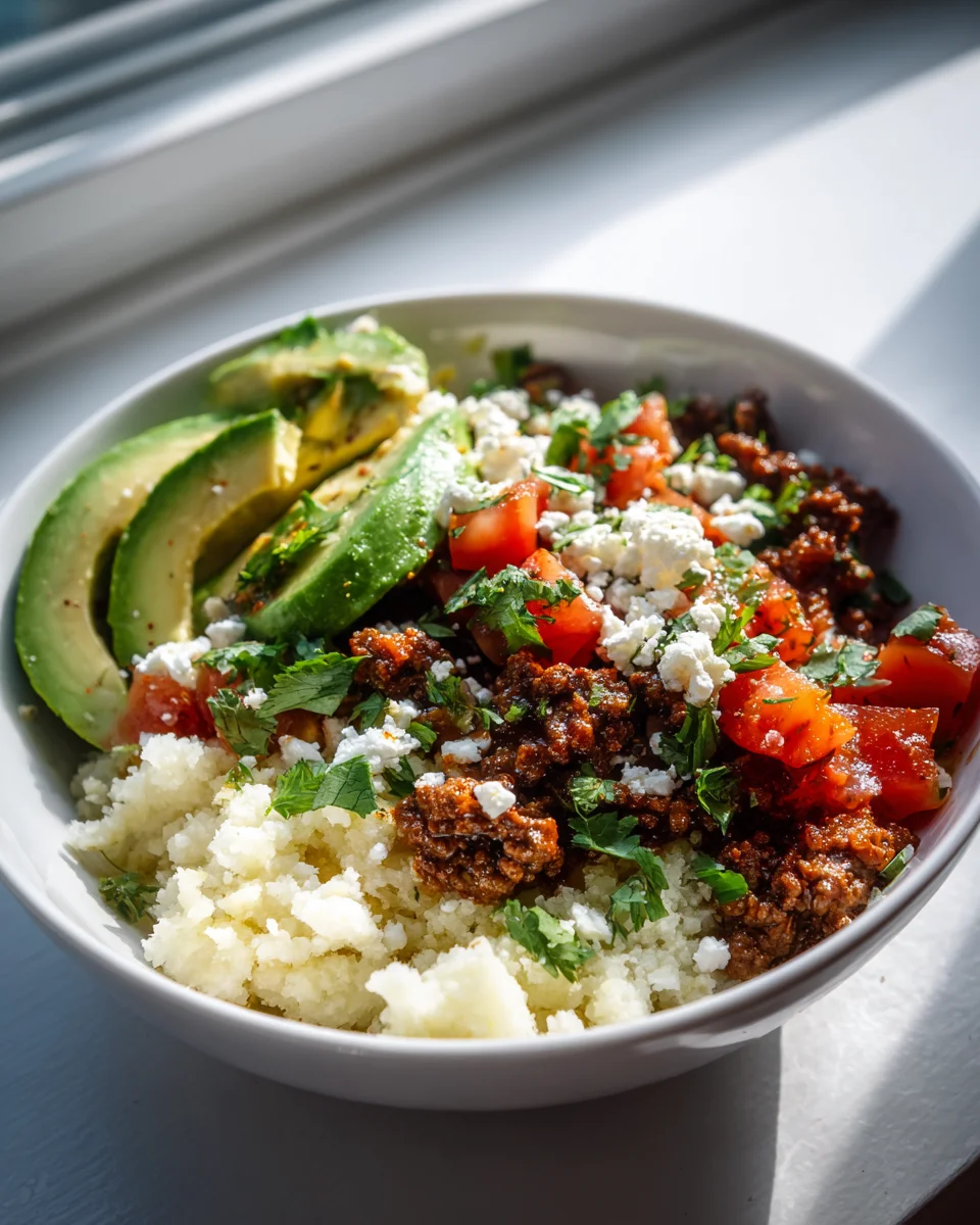 Low Carb Blumenkohlreis Taco Bowl – schnell & lecker!