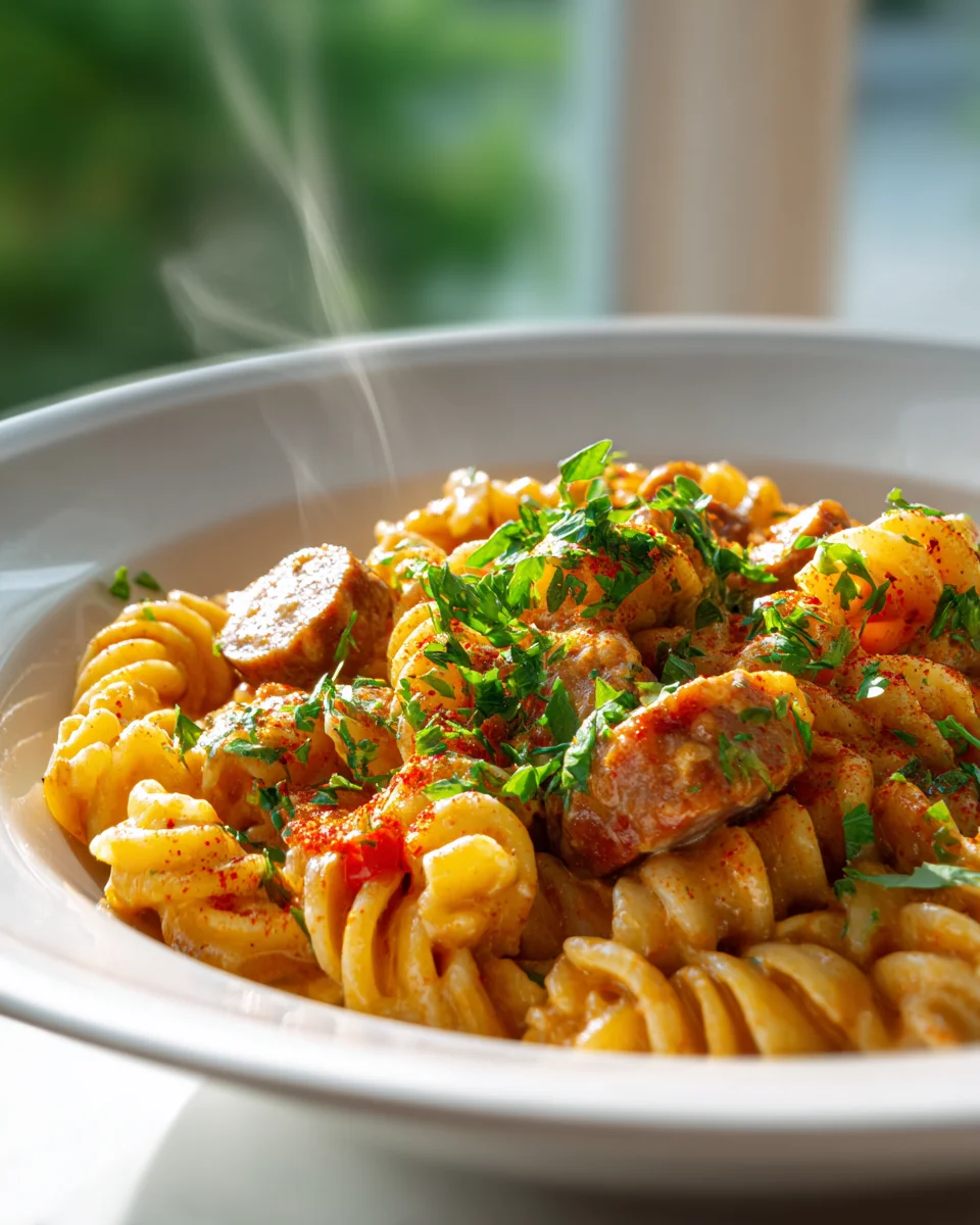 One Pot Cajun Rinderwurst Pasta – Mini Portionen Meal Prep