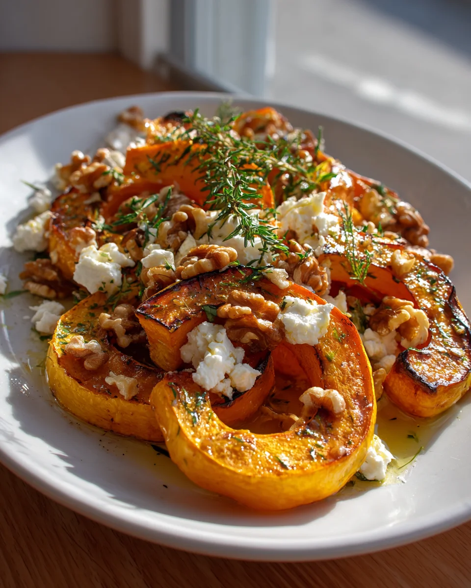 Ofenkürbis mit Feta und Walnüssen – Knusprig & Aromatisch!