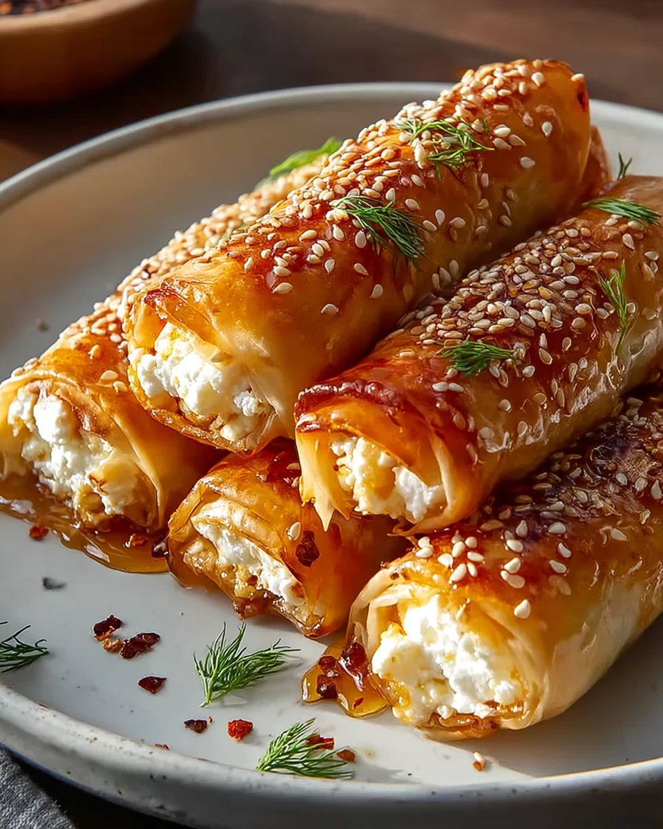Feta Rollen im Ofen mit Chili und Honig – ein Genuss!