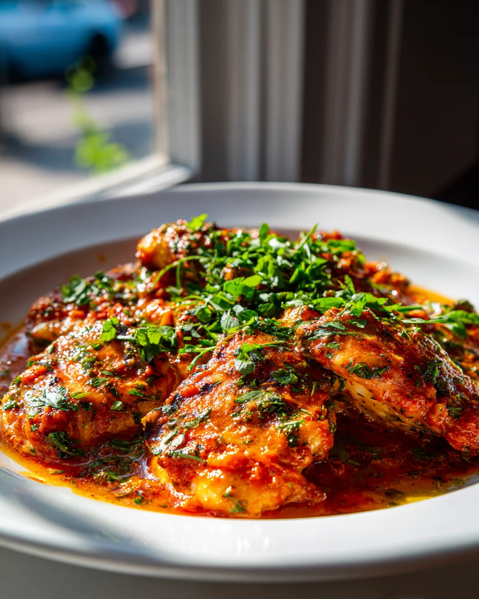 Zartes Hähnchen in cremiger Tomatensauce mit frischen Kräutern