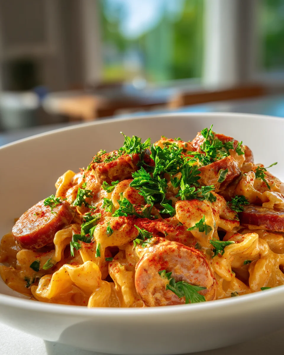 One Pot Cajun Rinderwurst Pasta – Mini Portionen Meal Prep