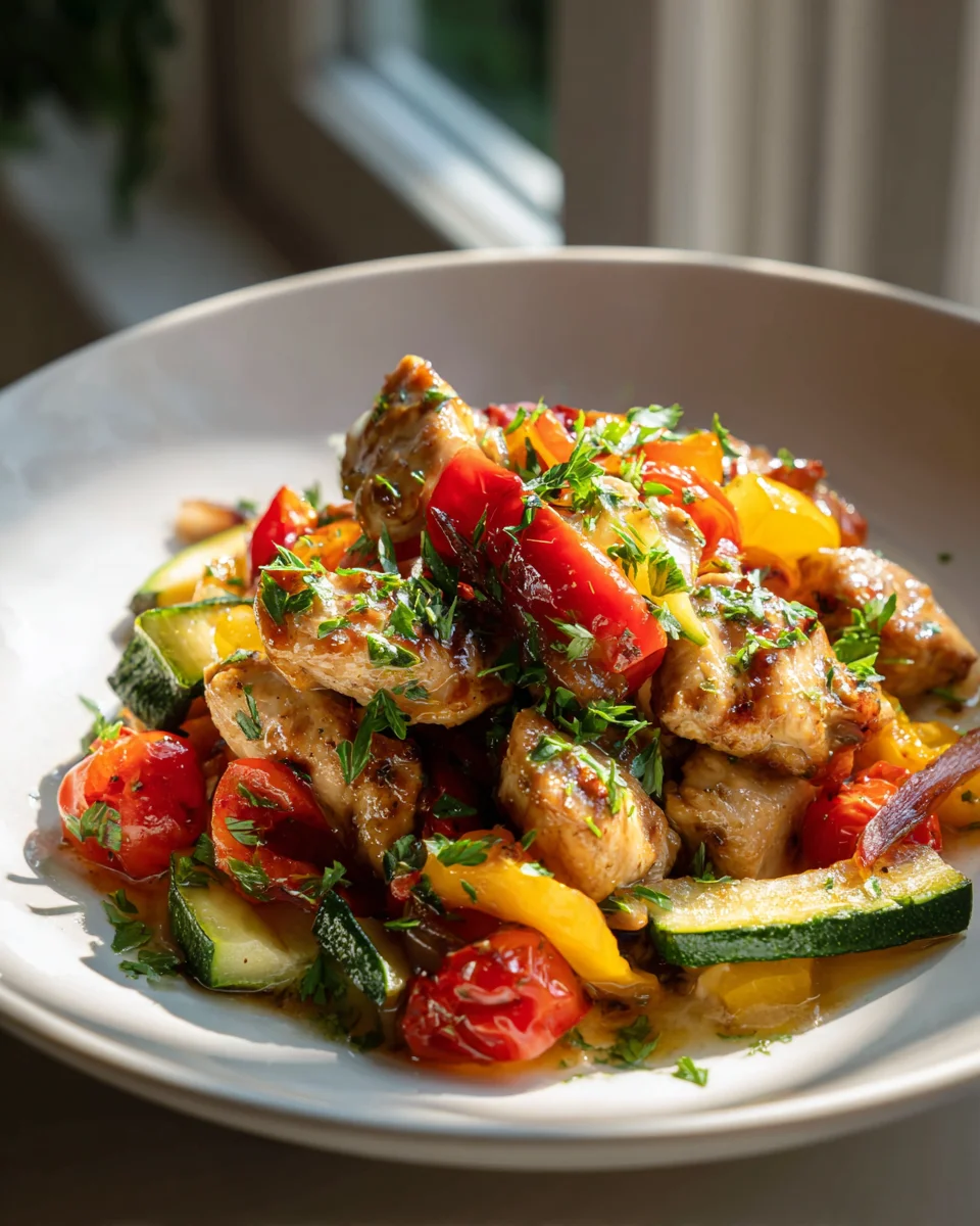 Leichter Hähnchen-Schaschliktopf mit Gemüse – schnell & gesund.