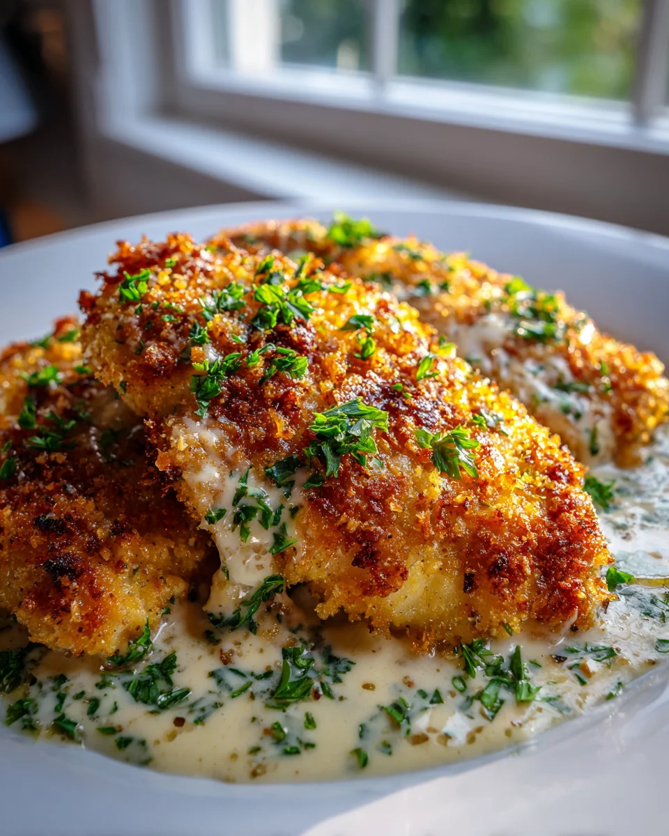 Knuspriges Parmesan-Hähnchen – unwiderstehlich mit Knoblauchsauce