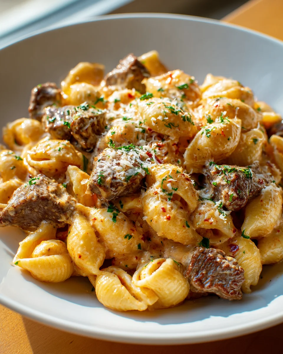 Cremiges Paprika Steak & Pasta: Herzhaft & unwiderstehlich!