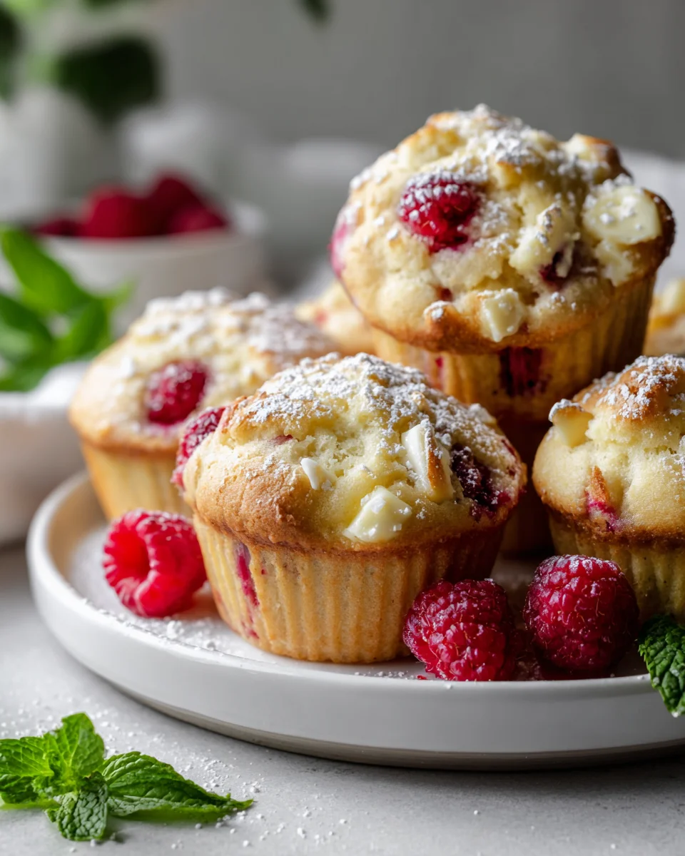 Saftige Zitronen-Himbeer-Muffins mit weißer Schokolade Rezept