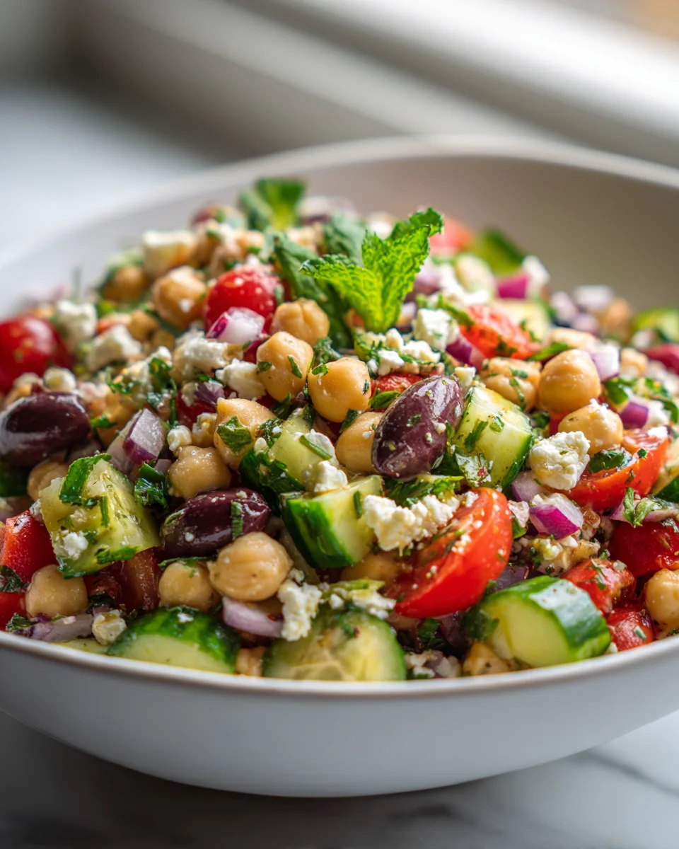 Gesunder Mediterraner Kichererbsen Feta Salat – Schnell gemacht!