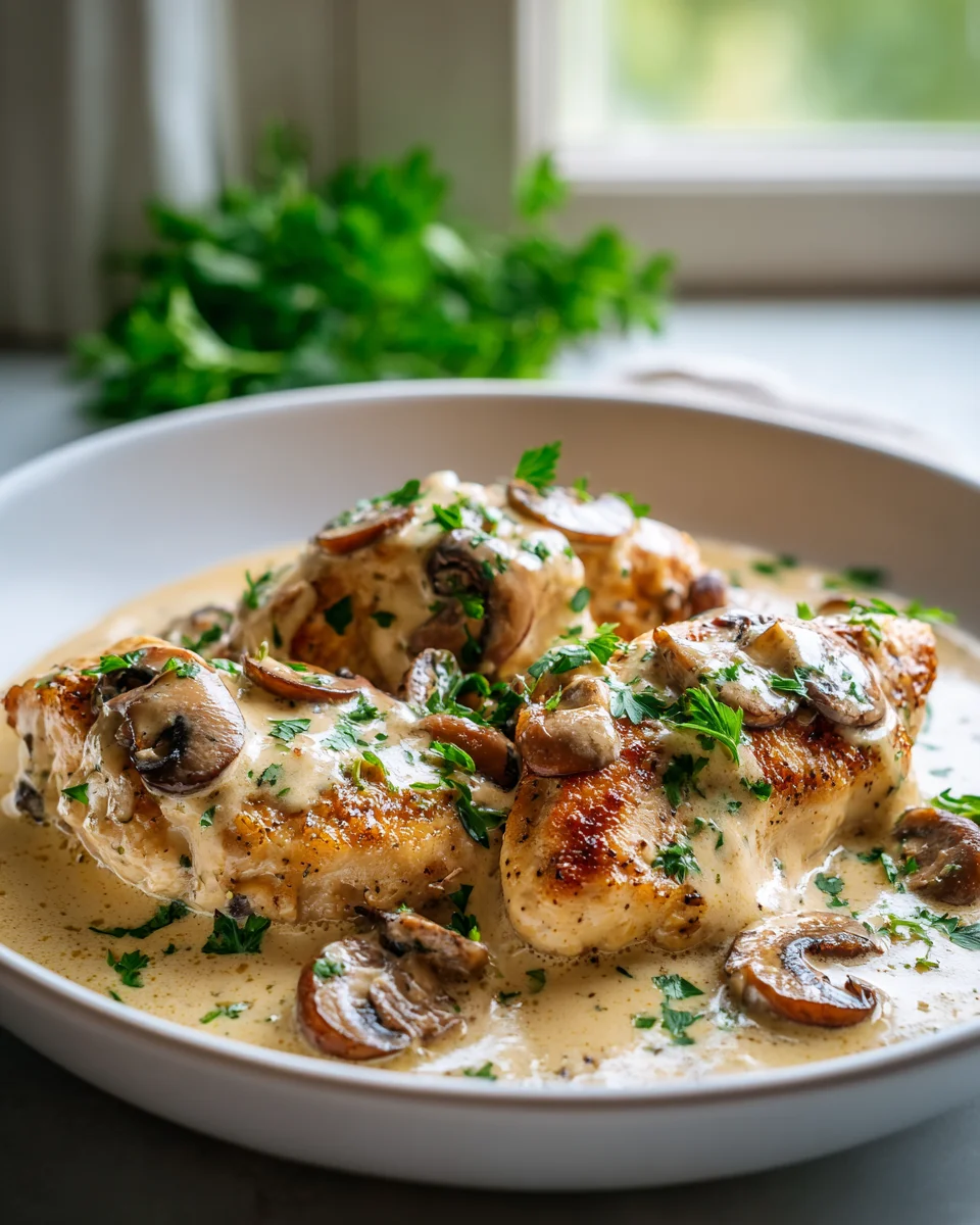 Cremiges Hähnchen mit Pilzen – Schnell & Lecker aus der Pfanne!