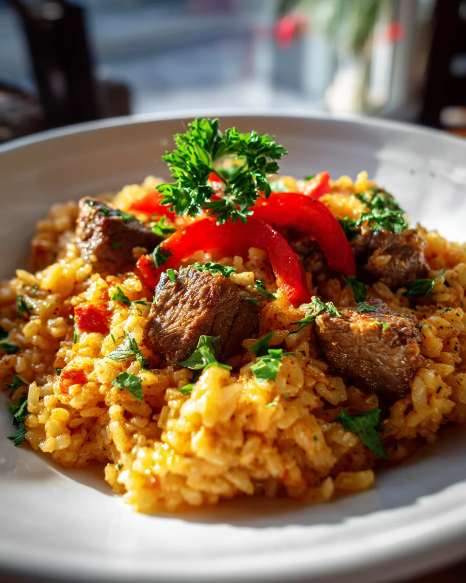 Traditionelles Serbisches Reisfleisch mit Lamm & Gewürzen