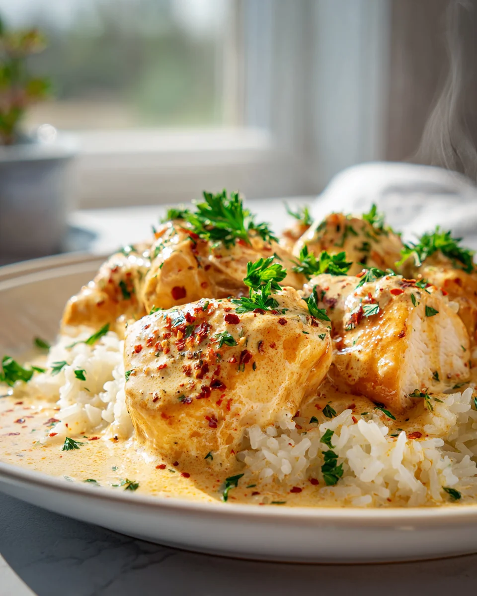 Rezept: Cremiges Hähnchen mit Reis – Schnell & lecker kochen.