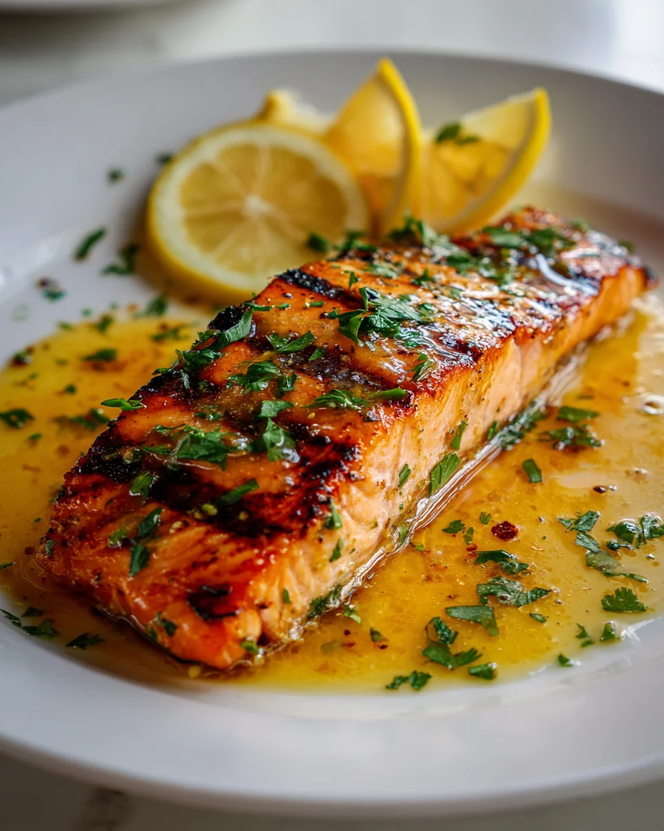 Saftiges Gegrilltes Lachsfilet mit Zitronenbutter genießen