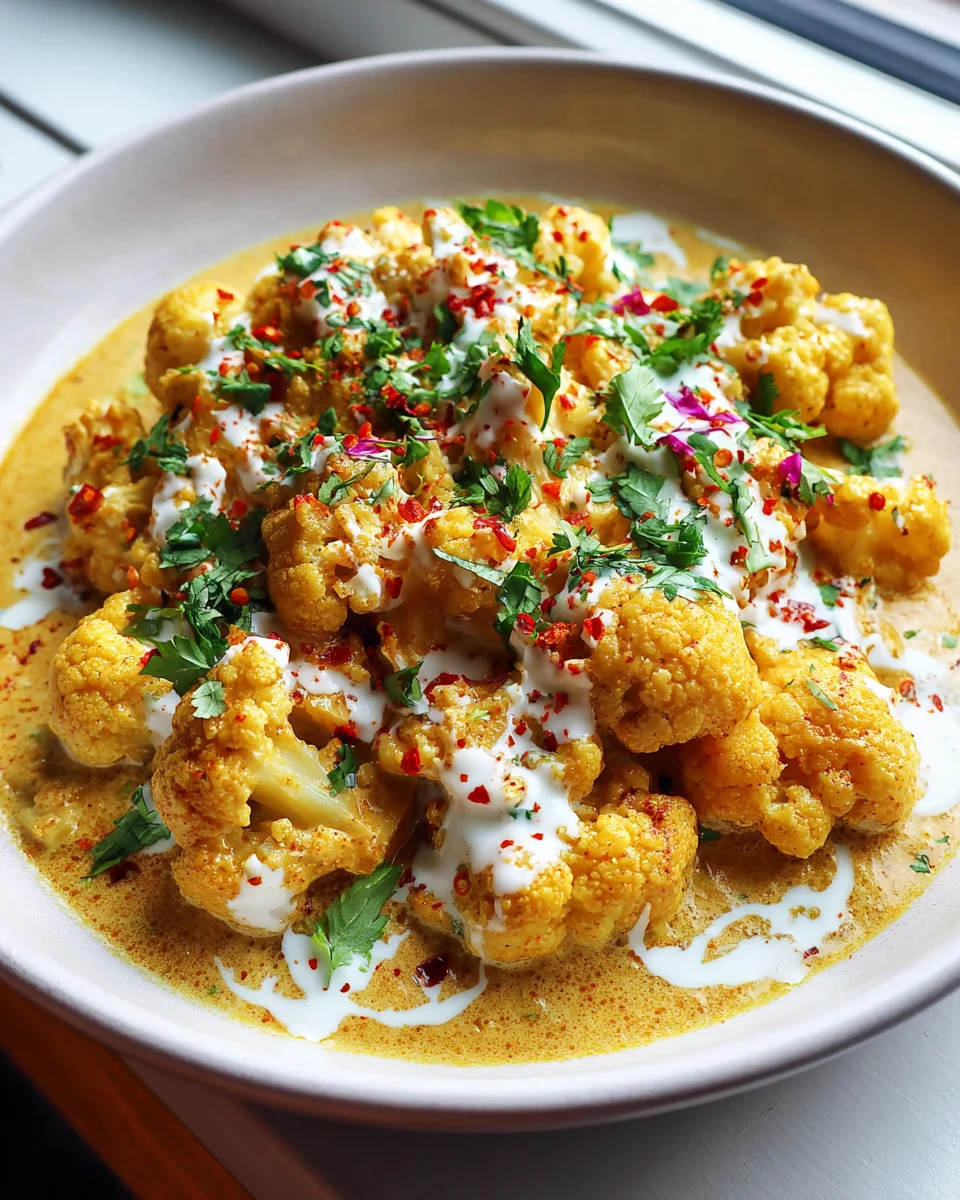 Blumenkohl Curry mit Joghurt-Dressing & frischem Koriander