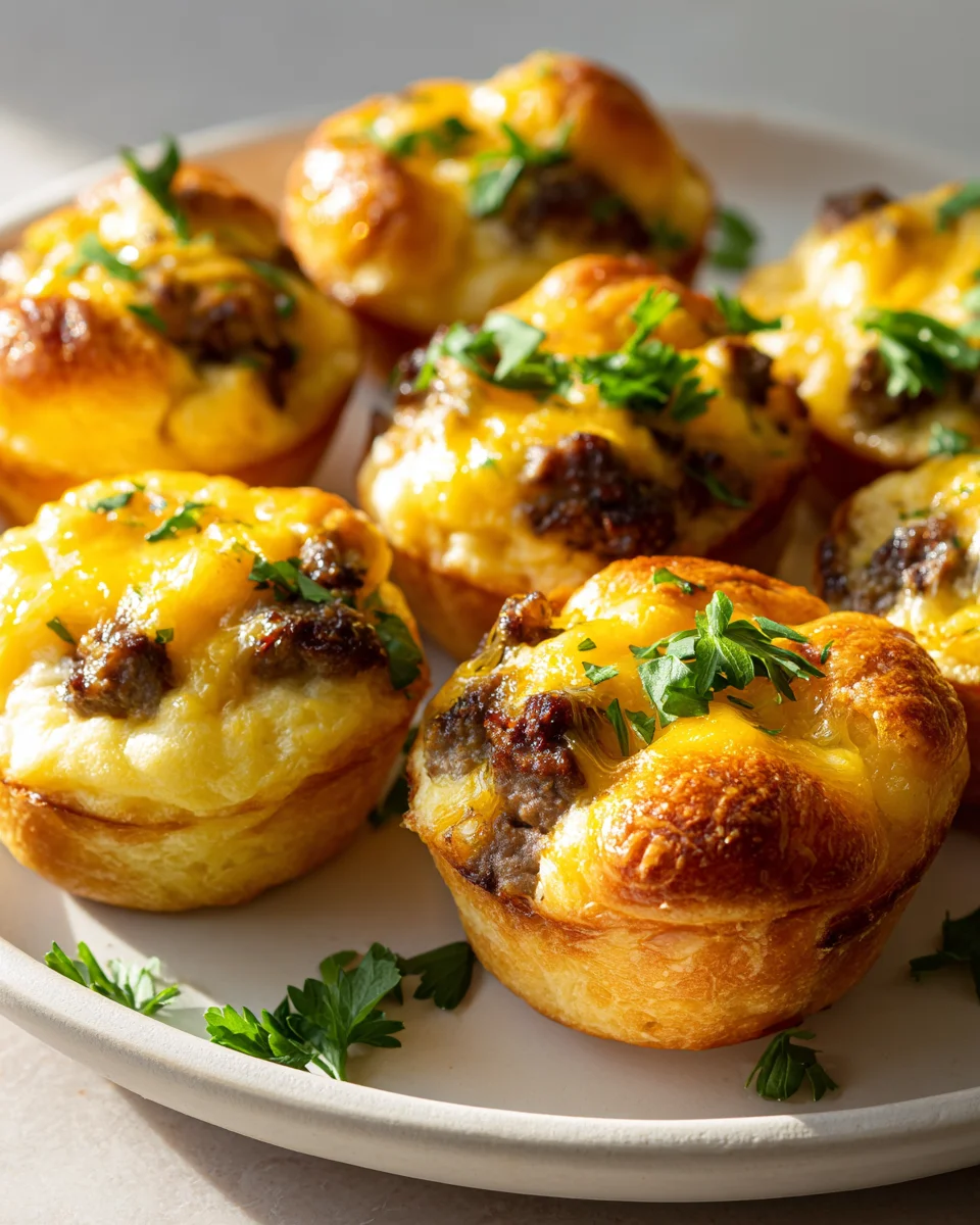 Cheeseburger Muffins mit Beef, Pizzateig & Karamellzwiebeln