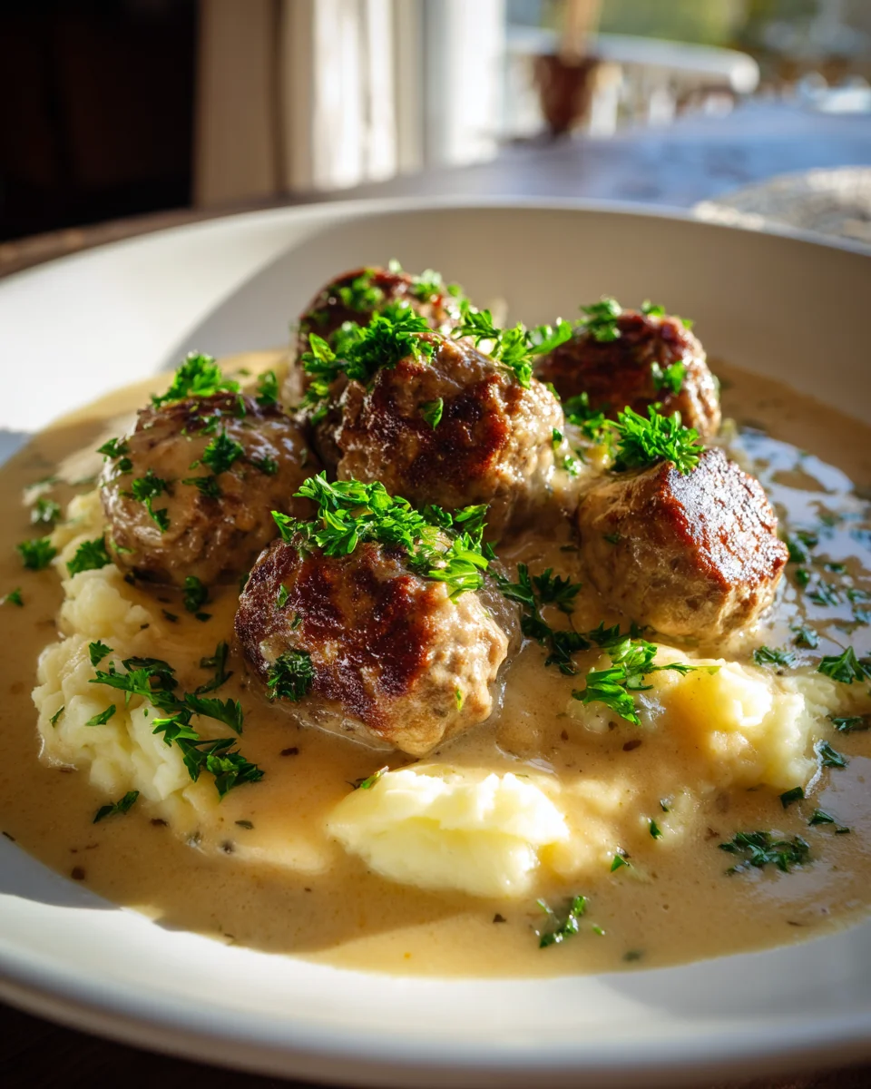 Mini Hackbraten mit Kartoffeln in Sahnesauce – Familienessen