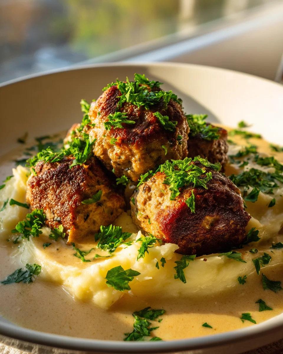 Mini Hackbraten mit Kartoffeln in Sahnesauce – Familienessen