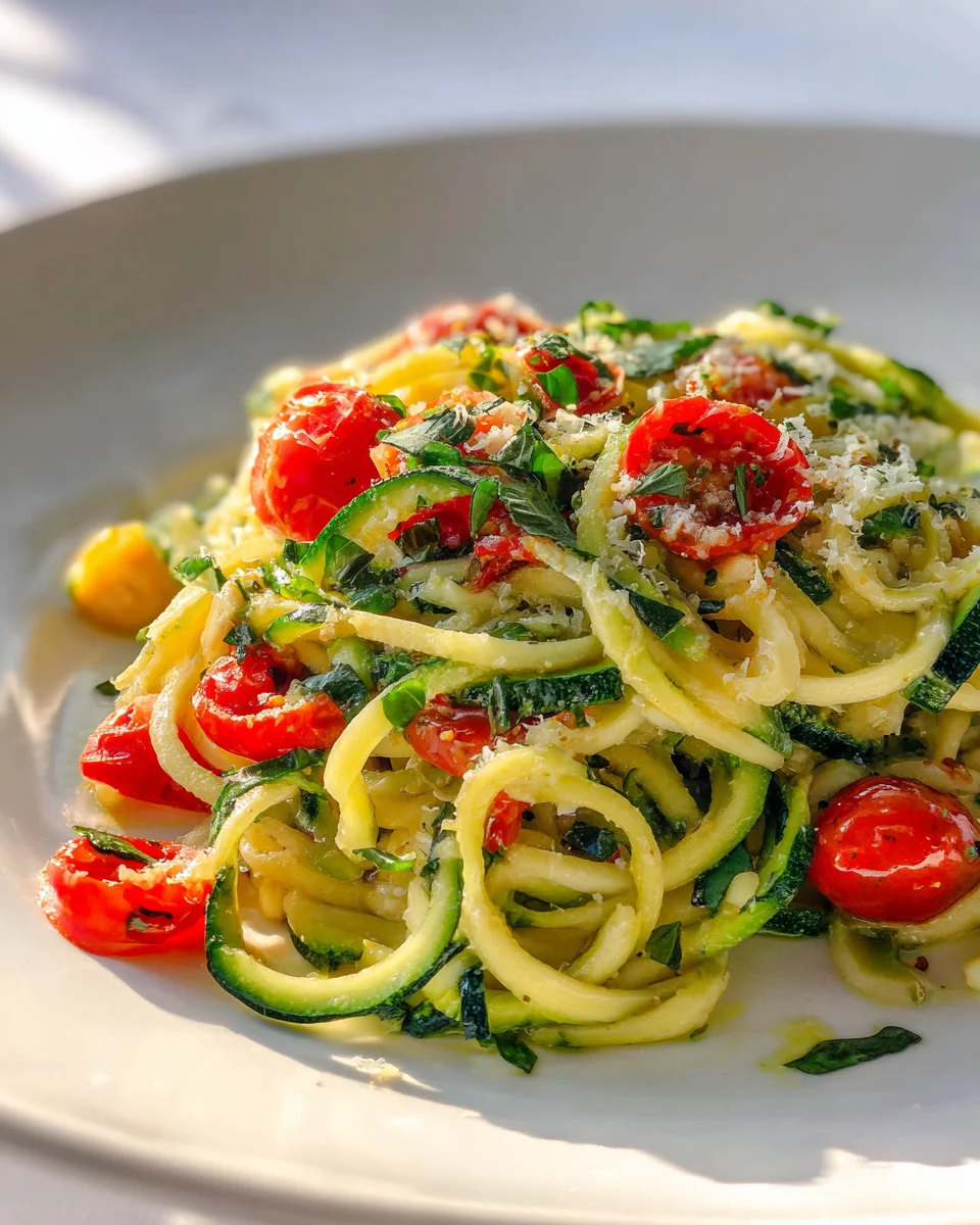 Leckere Low Carb Toskanische Zucchini Pasta mit Kräutern