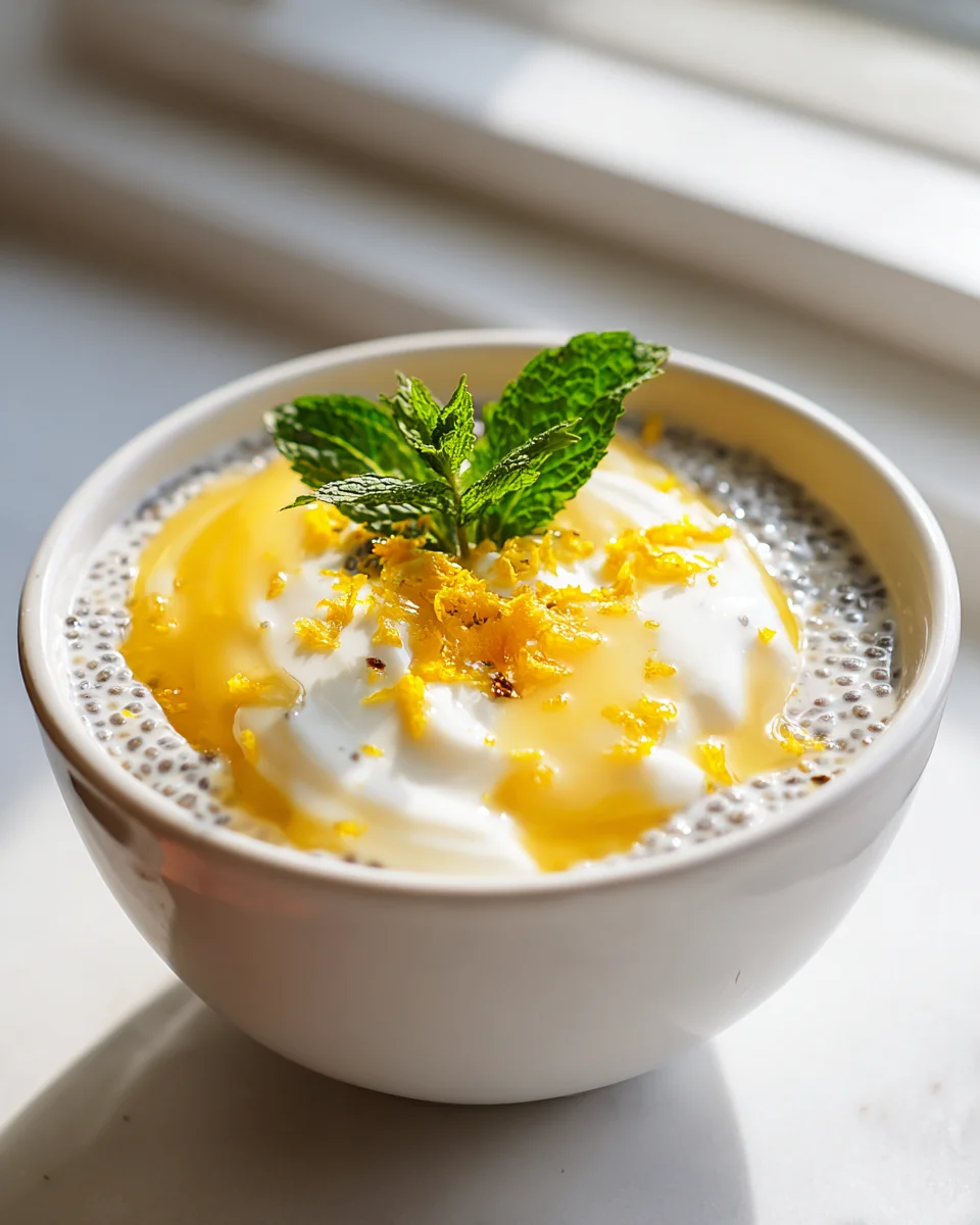 Frischer, Cremiger Lemon Chia Pudding mit Joghurt & Honig