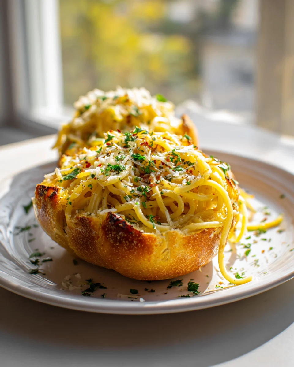 Käse-Spaghetti in Knoblauchbrot-Bowls: Dein neuer Favorit!