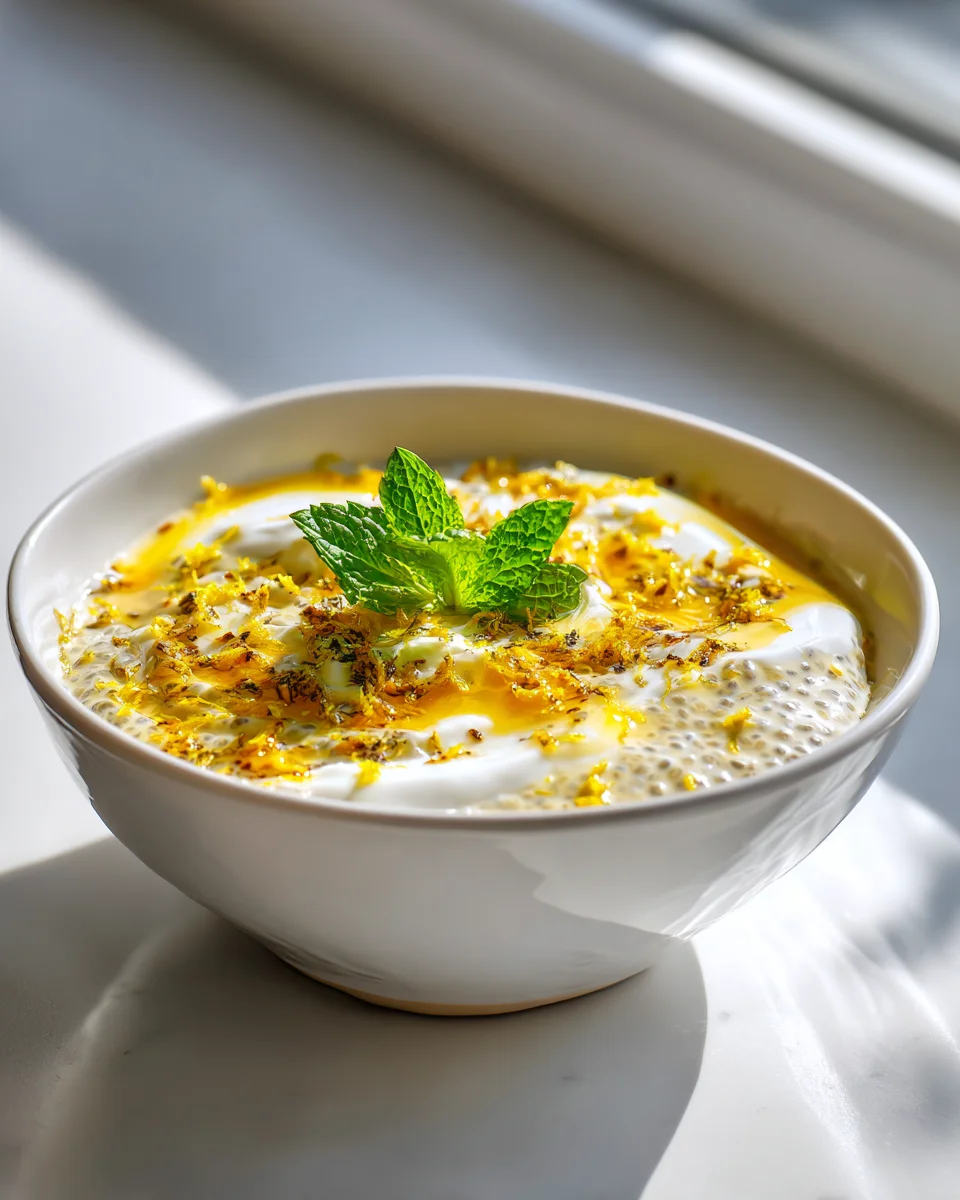 Frischer, Cremiger Lemon Chia Pudding mit Joghurt & Honig