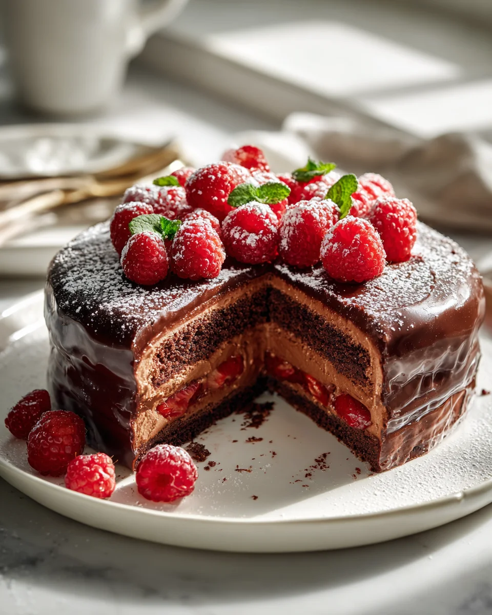 Himmlische Schoko-Himbeer-Mousse Torte - Alkoholfrei!