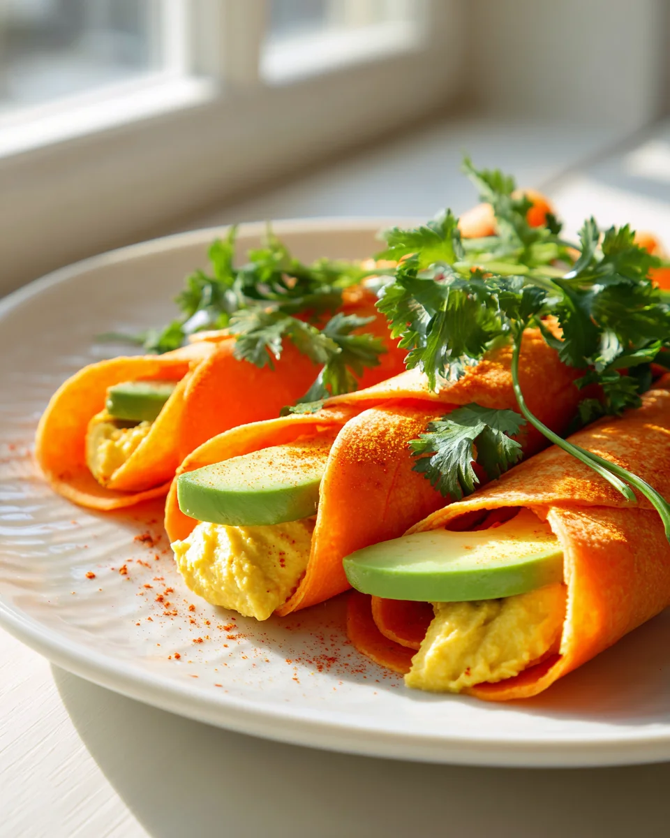 Gesunde Low Carb Karotten Wraps: Hummus & Avocado Traum