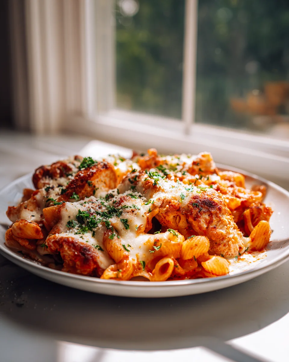 Hähnchen Parmesan Pasta Auflauf: Dein herzhafter Genuss!
