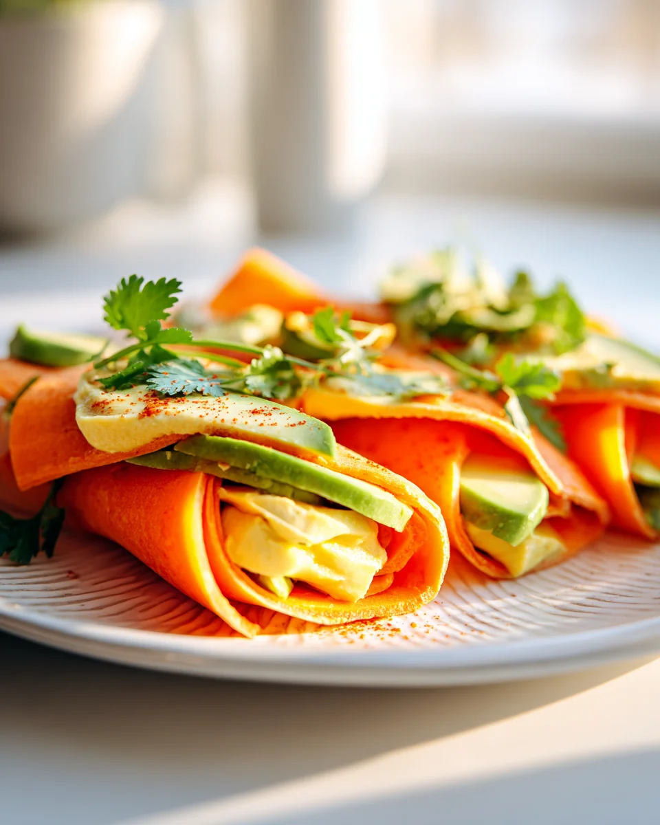 Gesunde Low Carb Karotten Wraps: Hummus & Avocado Traum