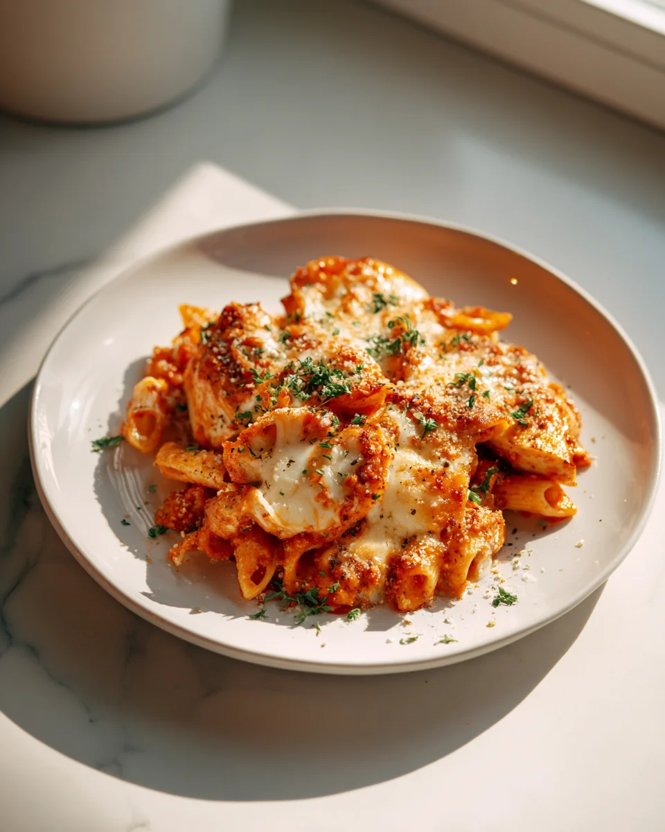 Hähnchen Parmesan Pasta Auflauf: Dein herzhafter Genuss!