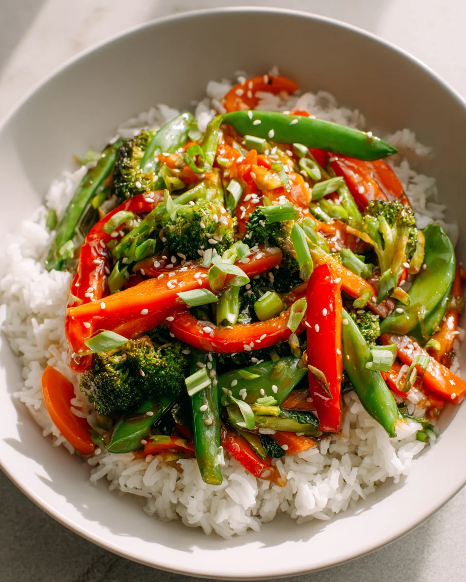 Leckeres Teriyaki Stir Fry Gemüse Reis Rezept – schnell & einfach!