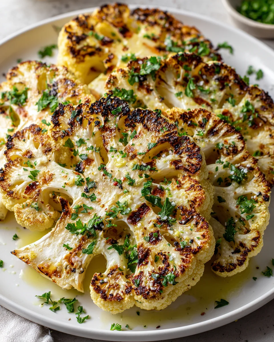 Gegrillte Blumenkohl Steaks: Saftig mit Knoblauch Kräuter Butter!