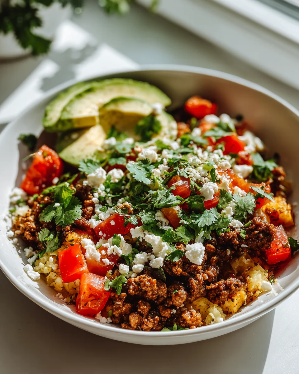Low Carb Blumenkohlreis Taco Bowl – schnell & lecker!