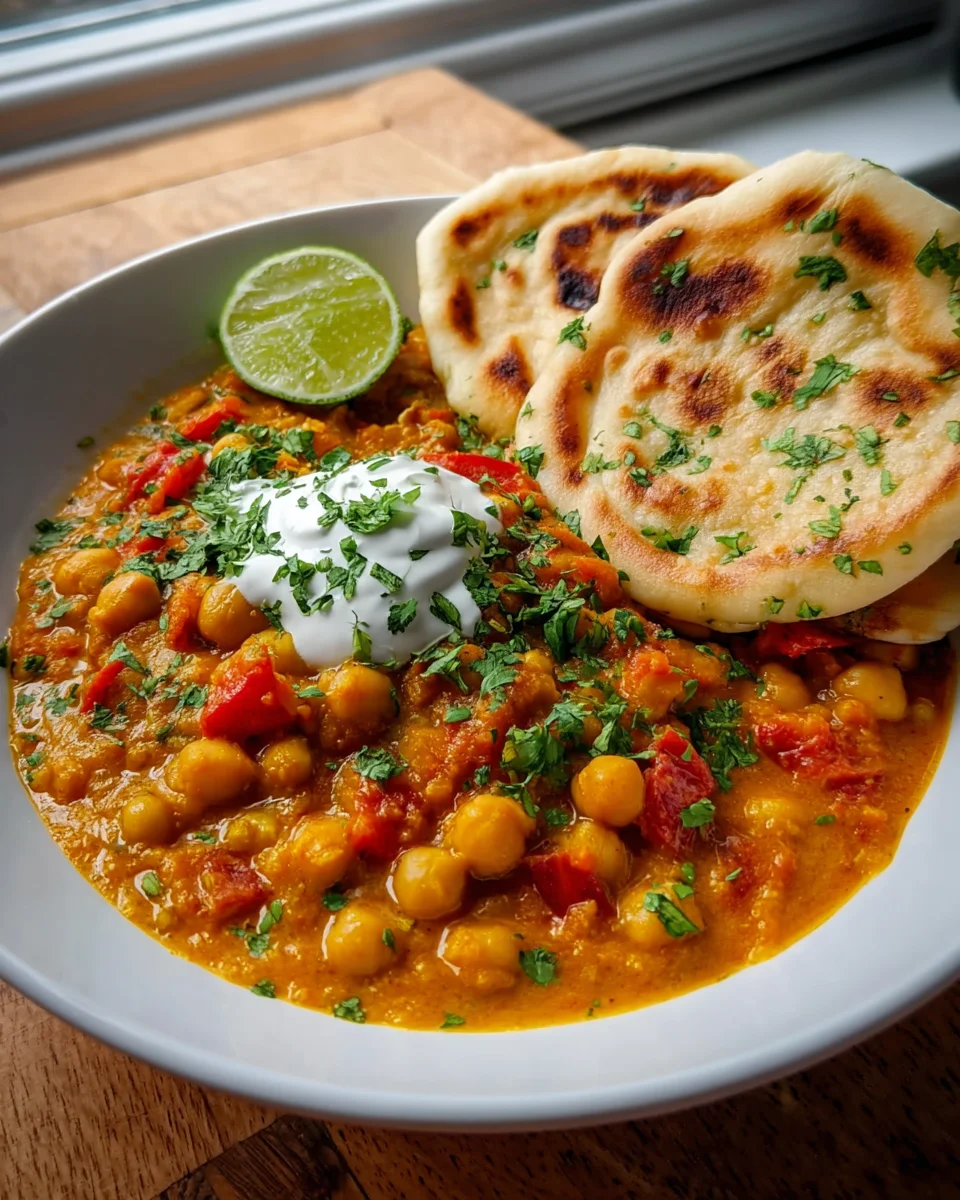 Kichererbsen Curry mit Naan Brot – Köstlich und einfach selbstgemacht!