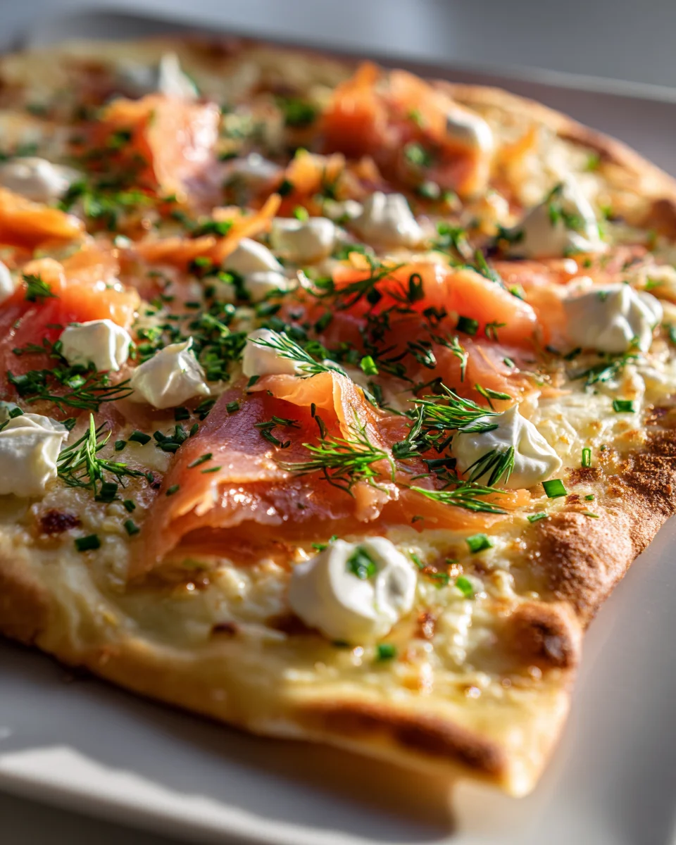 Räucherlachs-Knoblauchbutter-Pizza auf Fladenbrot: Lecker & Schnell