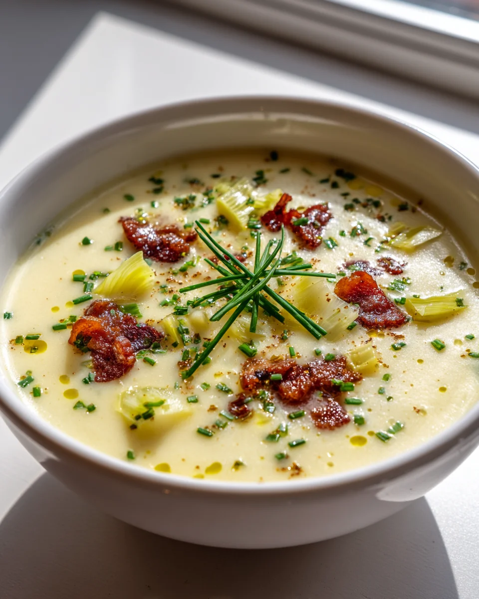 Cremige Kartoffel-Lauch-Suppe mit Rinder-Bacon genießen