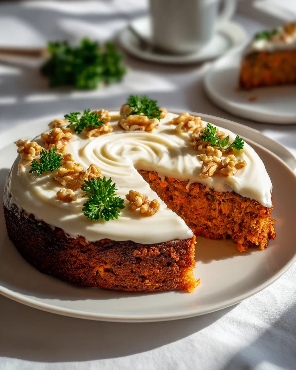Karotten Frühlingskuchen mit Frischkäseglasur – lecker & frisch!