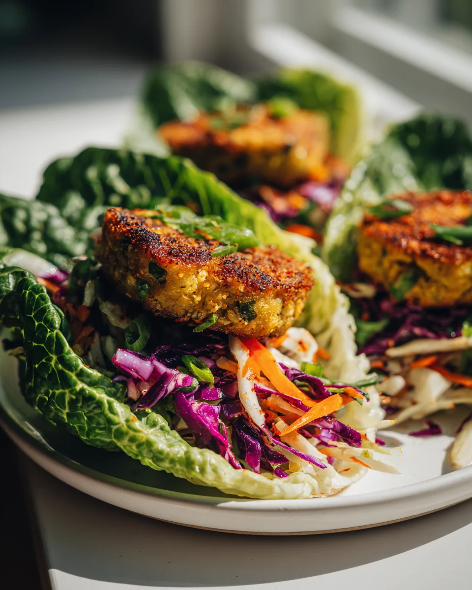 Kichererbsen-Puffer im knackigen Salatwrap