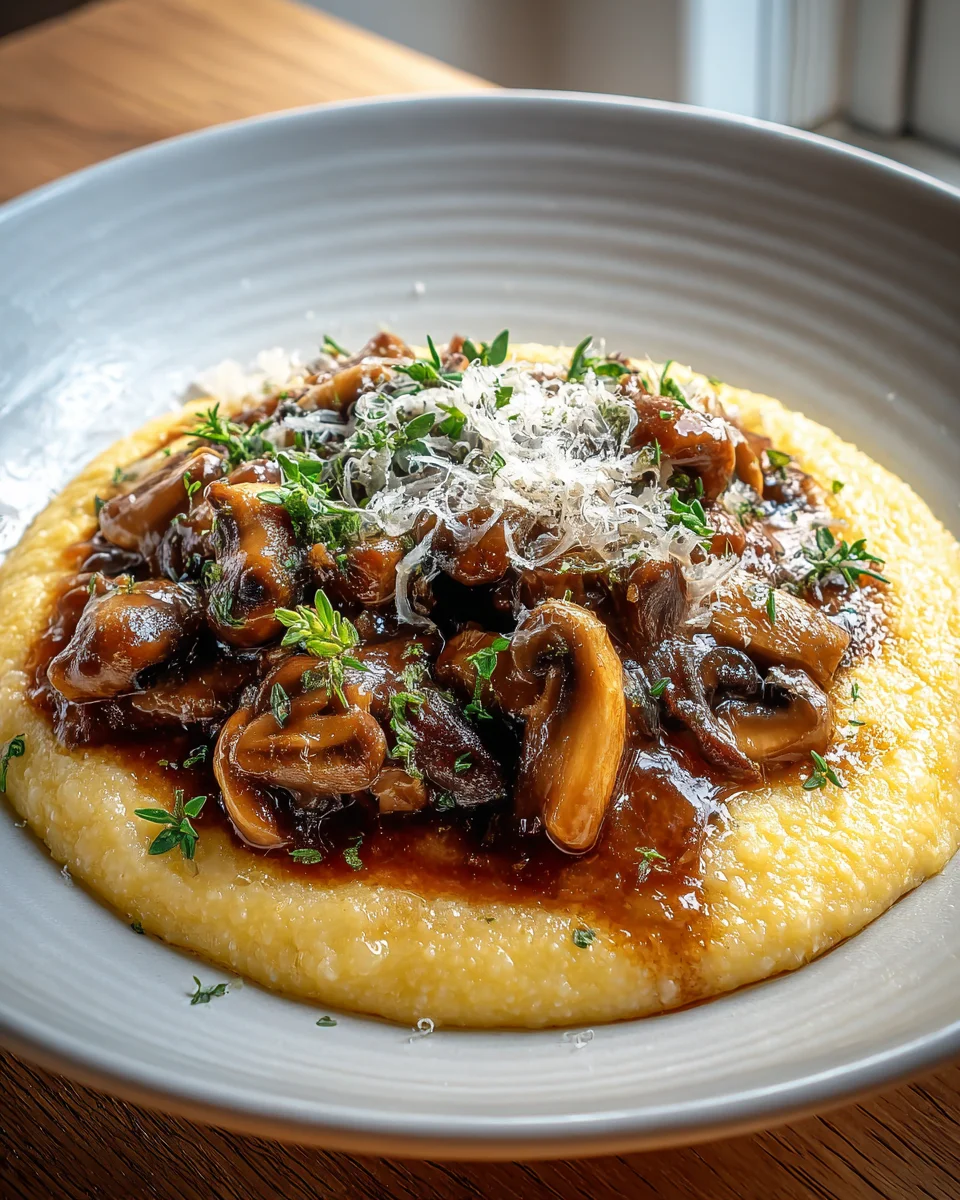 Leckeres Pilzragout auf cremiger Parmesan Polenta genießen