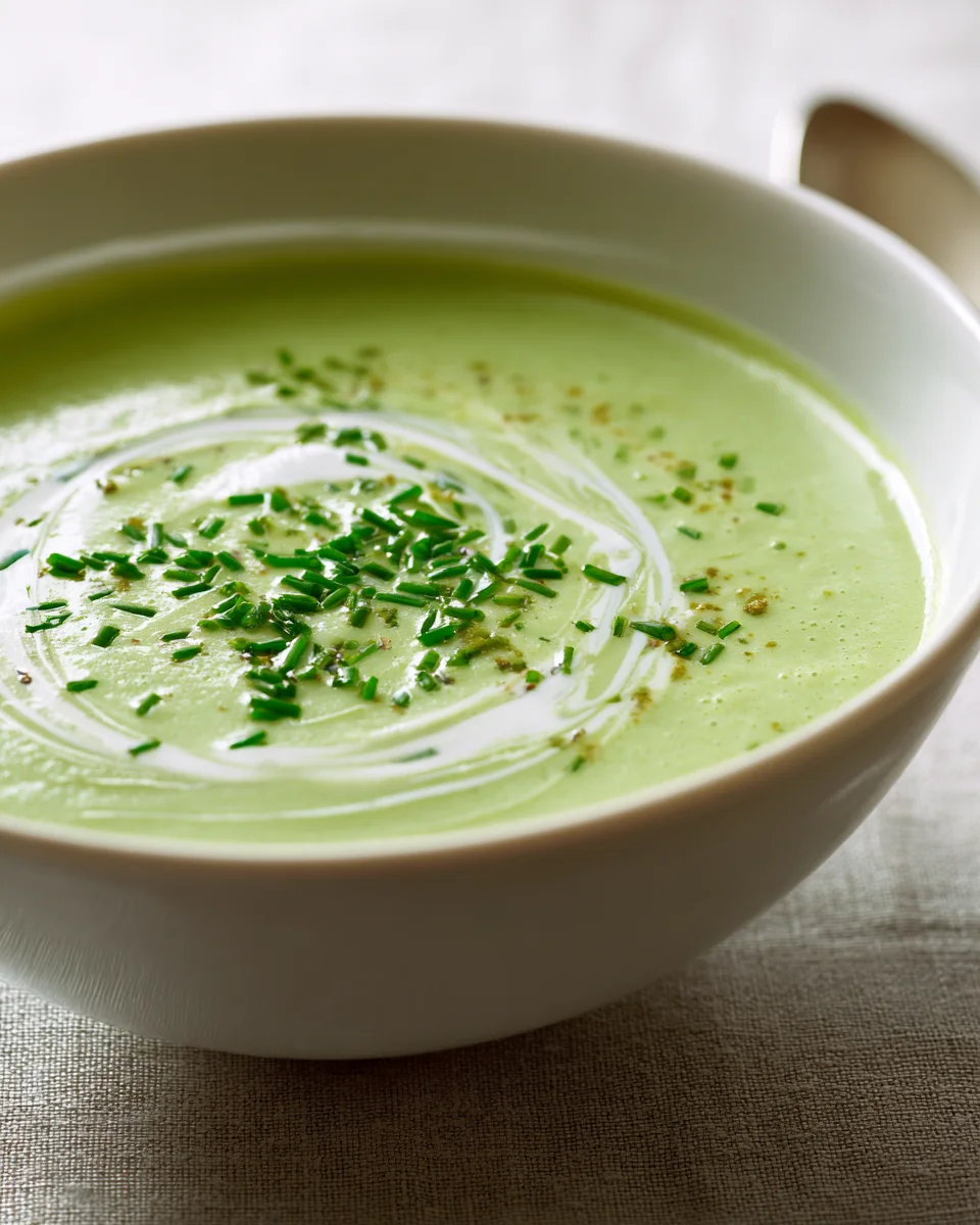 Klassische Spargelcremesuppe mit Sahne und Schnittlauch genießen