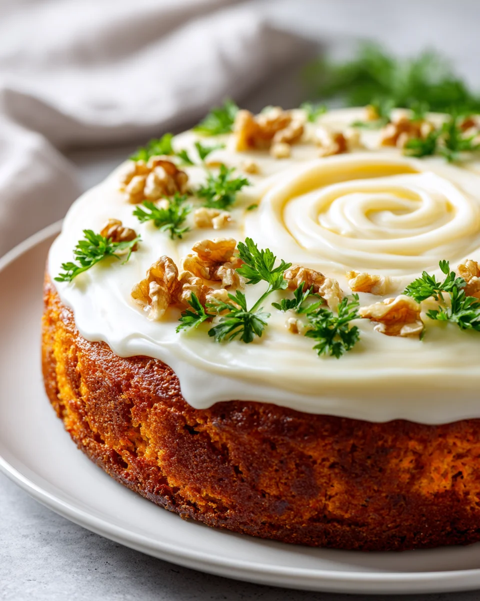 Karotten Frühlingskuchen mit Frischkäseglasur – lecker & frisch!
