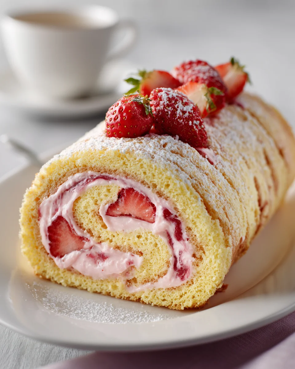 Biskuitrolle mit Erdbeerfüllung – Köstlich und alkoholfrei!