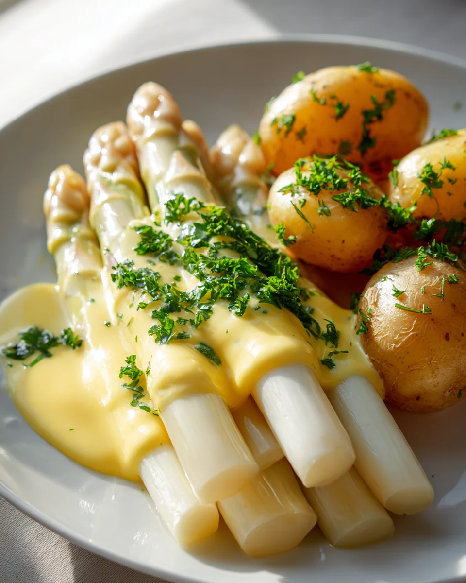 Klassischer Weißer Spargel mit Sauce Hollandaise & Butterkartoffeln
